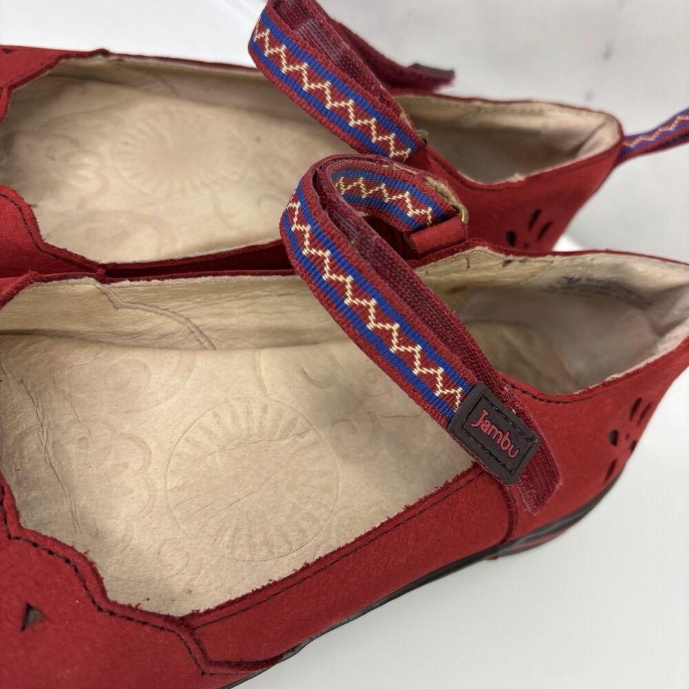 Jambu Blossom Brooks Red Mary Jane Flat Shoes Womens Size 7 M laser cut Retro - Picture 8 of 16